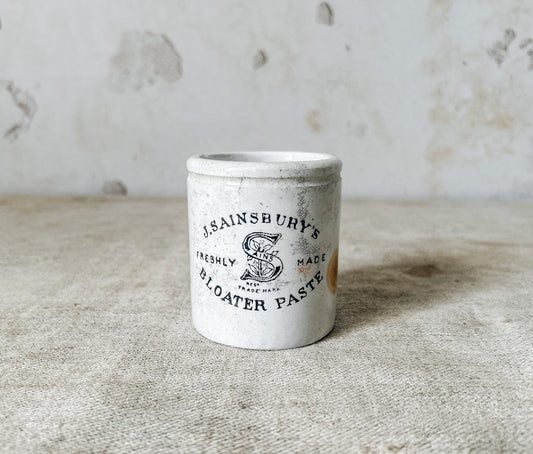 J. Sainsbury’s Stoneware Tall Bloater Paste Jar, c1920