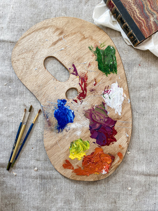 Vintage Painter's Wood Palette, 18" x 10"