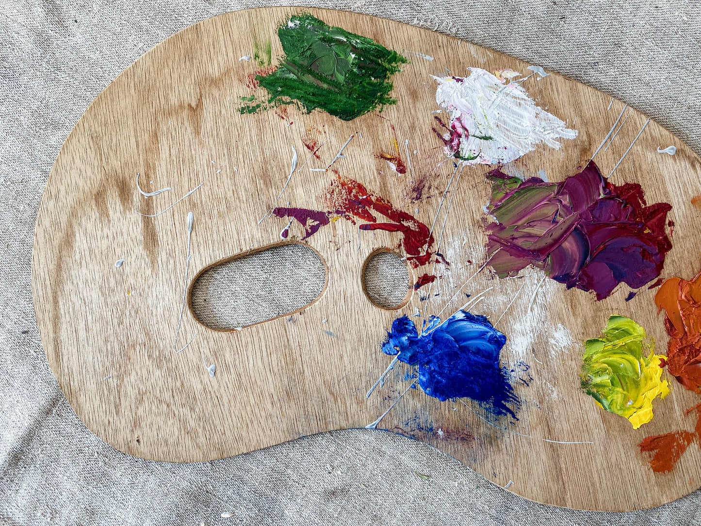 Vintage Painter's Wood Palette, 18" x 10"
