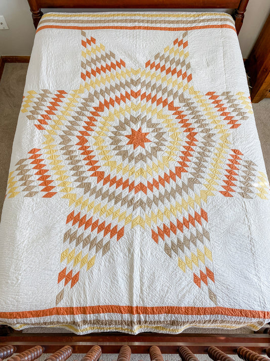 Vintage Autumn Lone Star Quilt, c1930