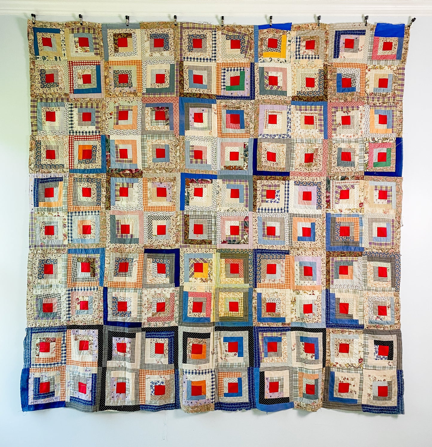 Vintage Log Cabin Quilt TOP