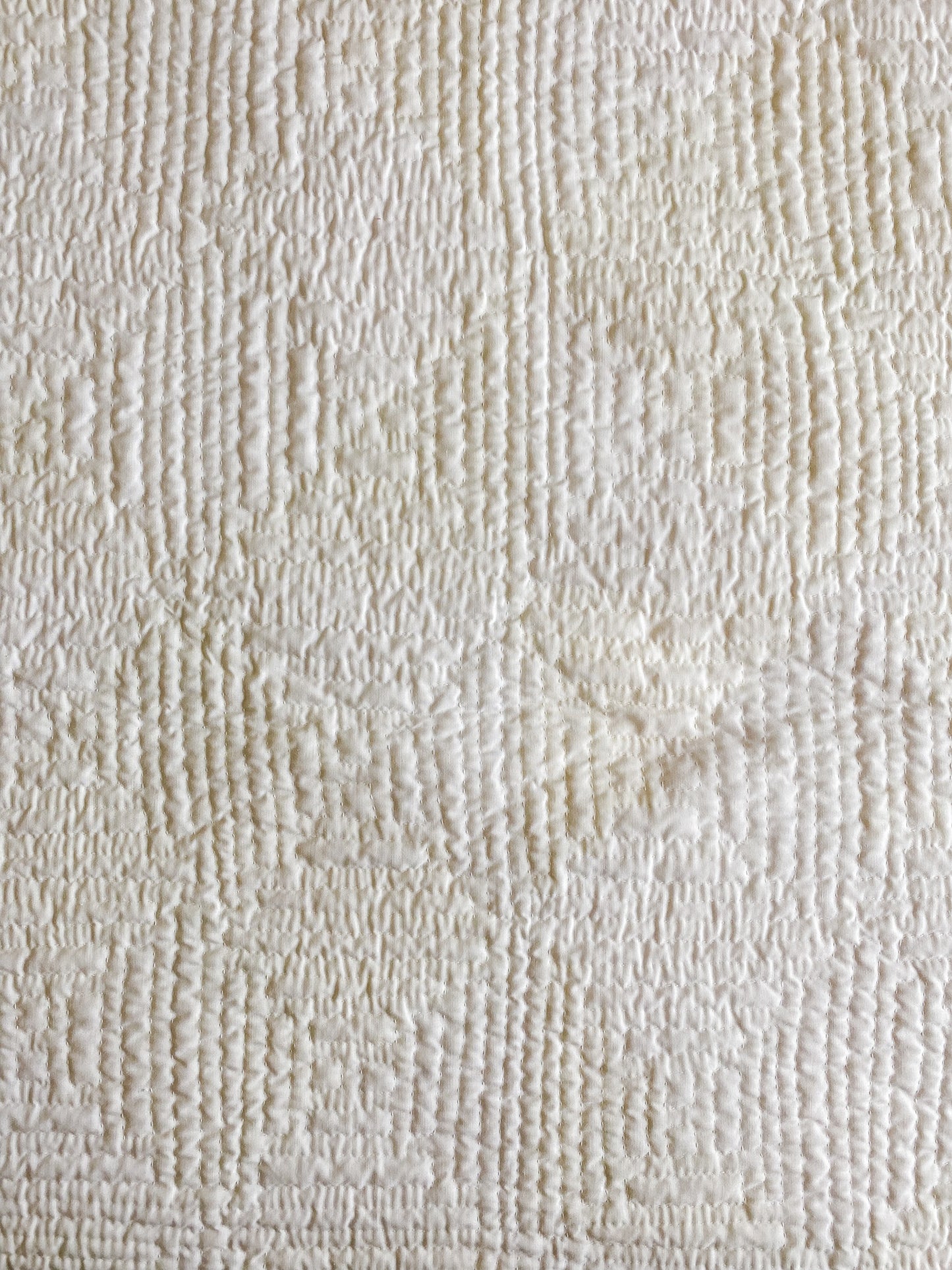 Vintage Pale Green and White Log Cabin Quilt