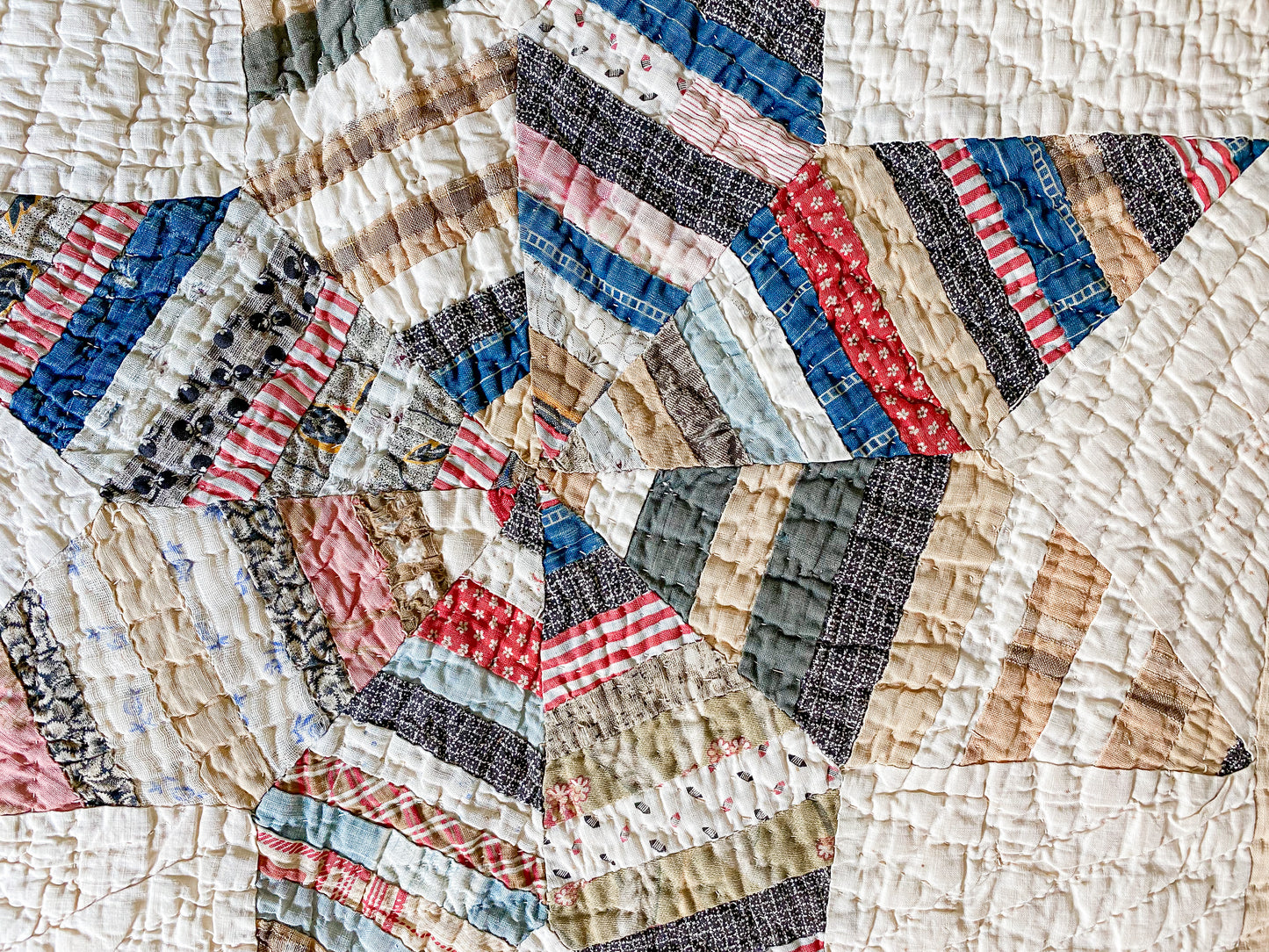 Antique String Lemoyne Star Quilt | Scrappy Stacker Display Quilt