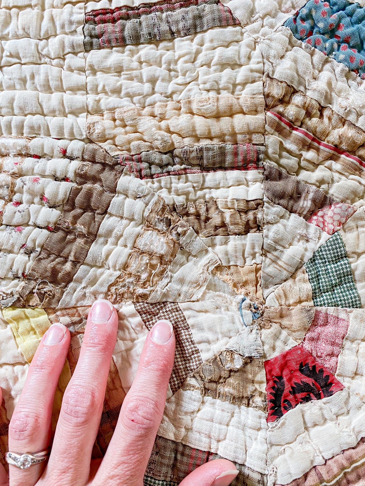 Antique String Lemoyne Star Quilt | Scrappy Stacker Display Quilt