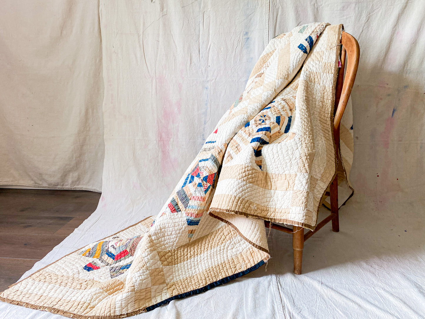 Antique String Lemoyne Star Quilt | Scrappy Stacker Display Quilt