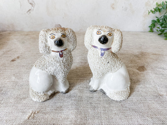 Antique Pair of 4.5" Staffordshire Poodle Figures
