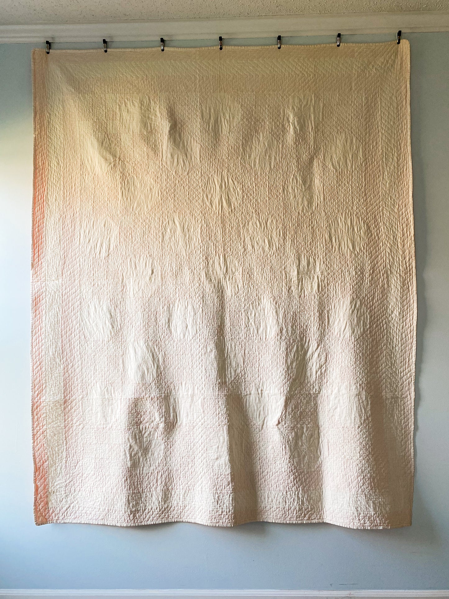 Vintage Creamsicle Orange and White Snowball Quilt, c1930