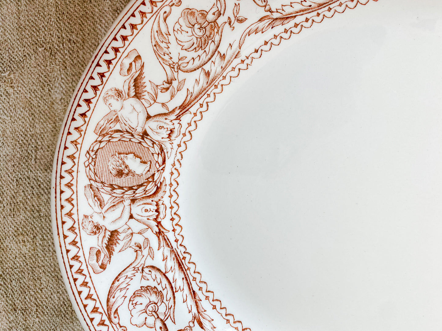 Antique Brown Transferware Ironstone Platter, Italian by Bodley & Sons, c1880s Rare Italianate Pattern