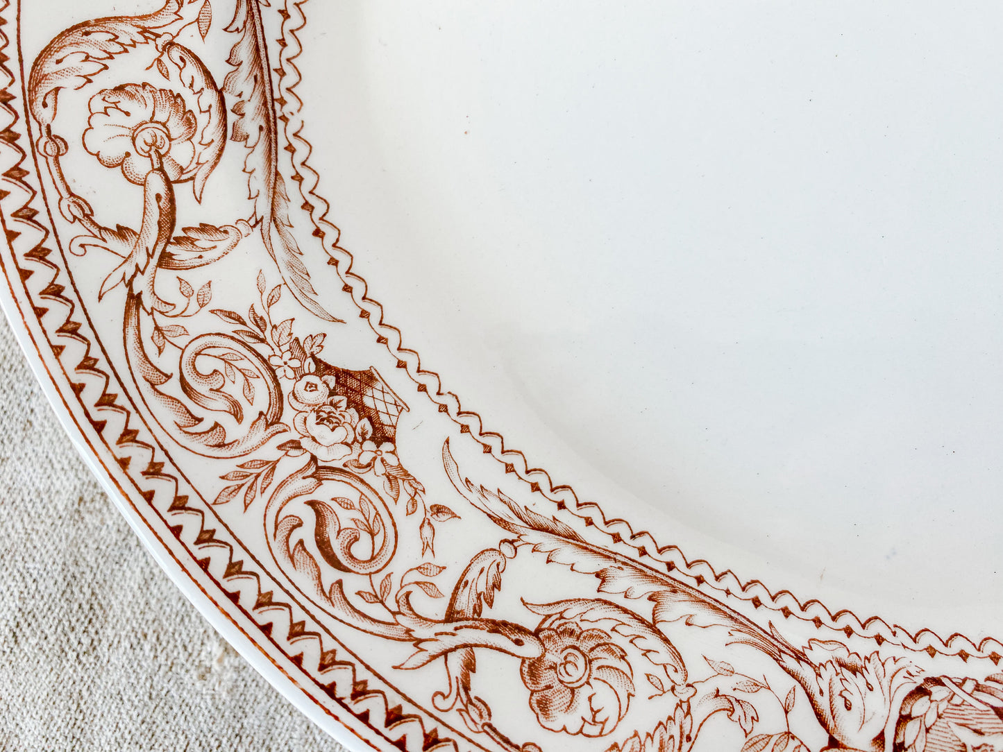 Antique Brown Transferware Ironstone Platter, Italian by Bodley & Sons, c1880s Rare Italianate Pattern