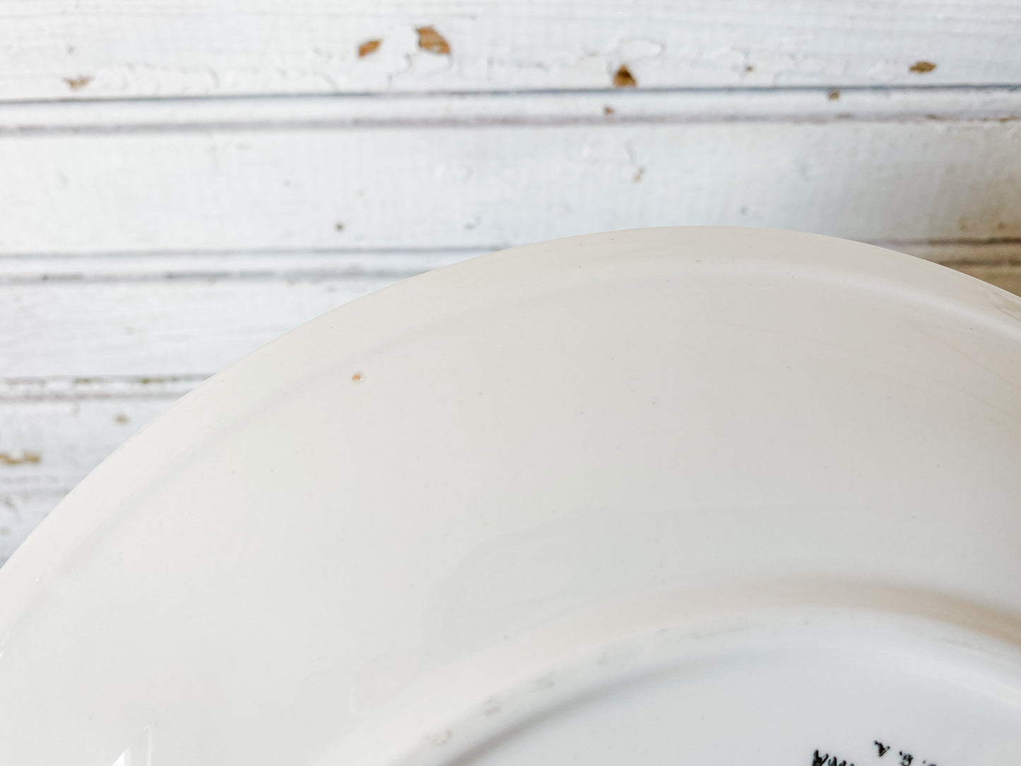 Vintage Set of Homer Laughlin Americana White Ironstone Luncheon 9" Plates, Midcentury Heavy Restaurant Ware