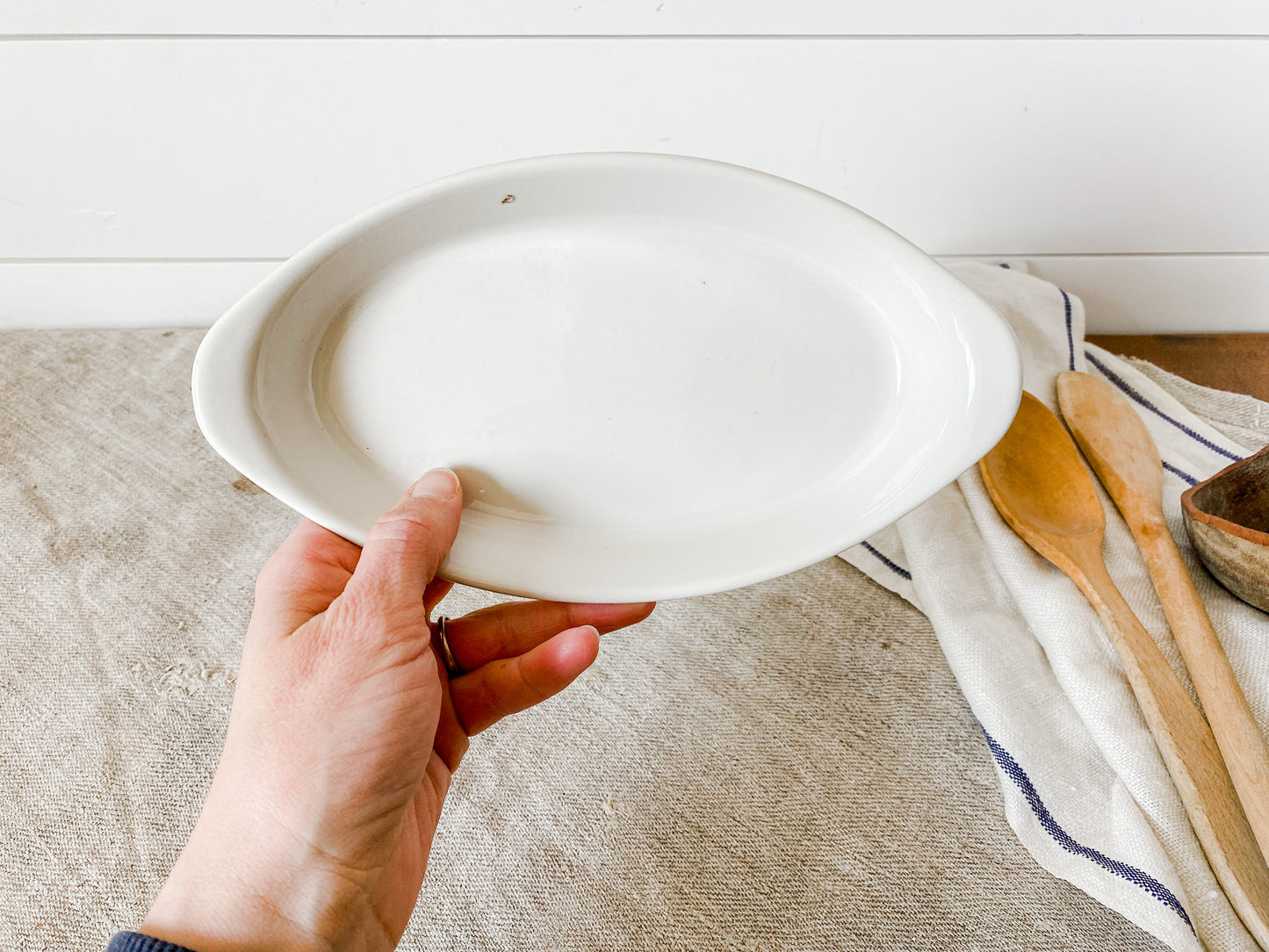 Vintage Buffalo China White Ironstone Oval Gratin Dish | Mini Casserole Serving Dish | Restaurant Ware Side Dish Platter