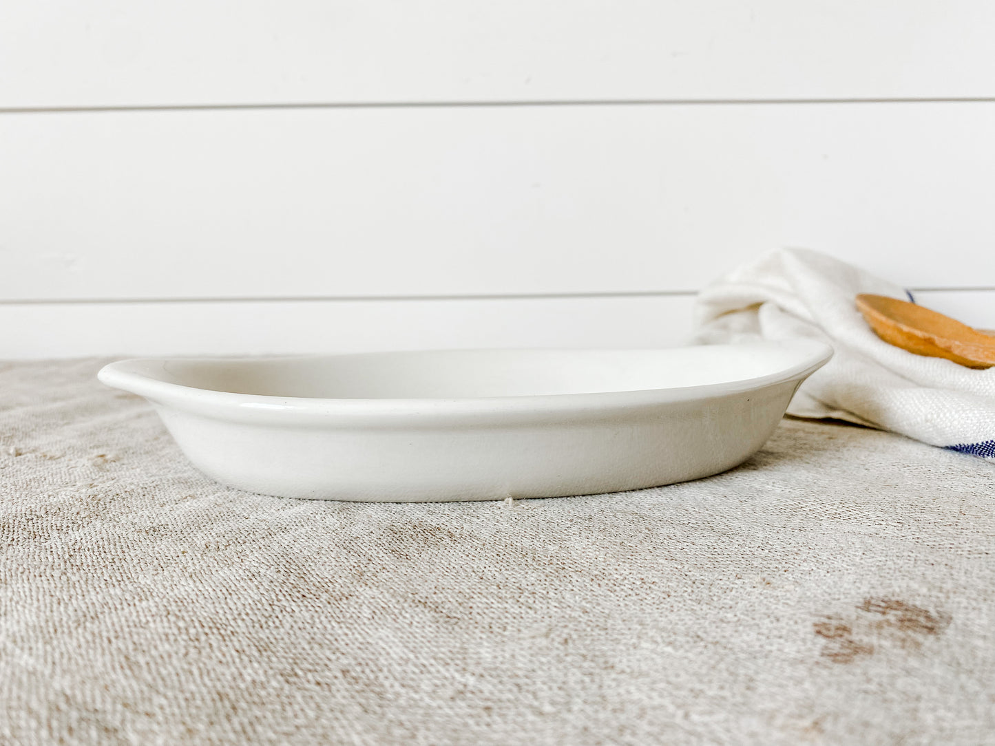 Vintage Buffalo China White Ironstone Oval Gratin Dish | Mini Casserole Serving Dish | Restaurant Ware Side Dish Platter
