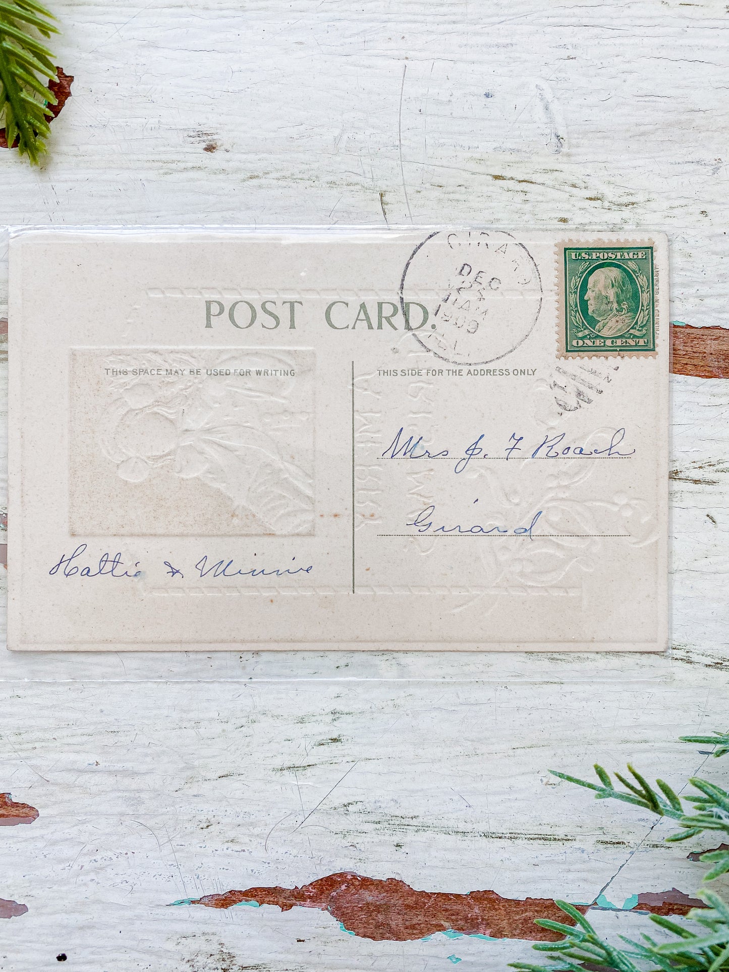 Set of 5 Antique Christmas Cards, Muted Neutrals Holiday Postcards