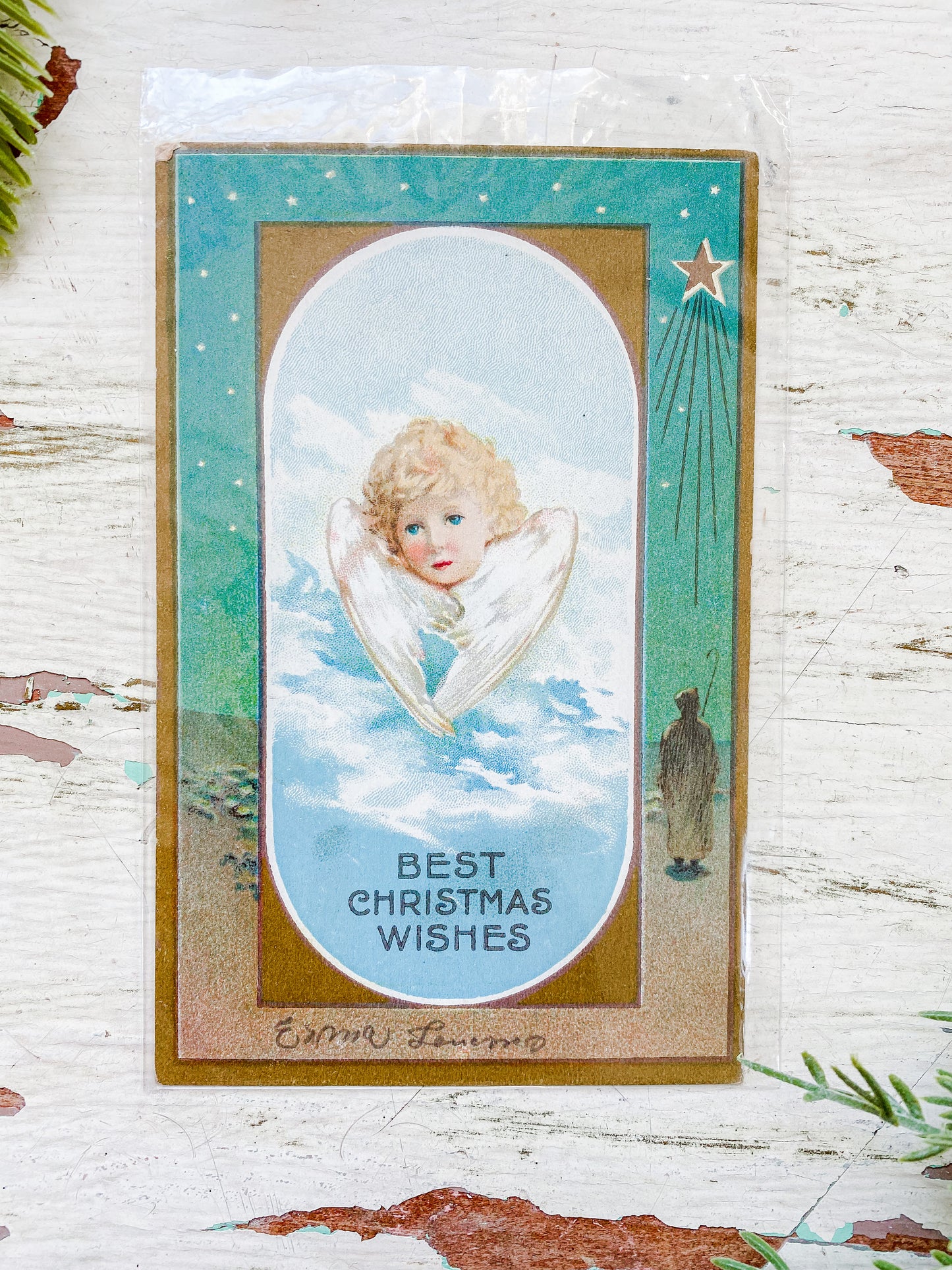 Set of 5 Antique Christmas Cards, Muted Neutrals Holiday Postcards