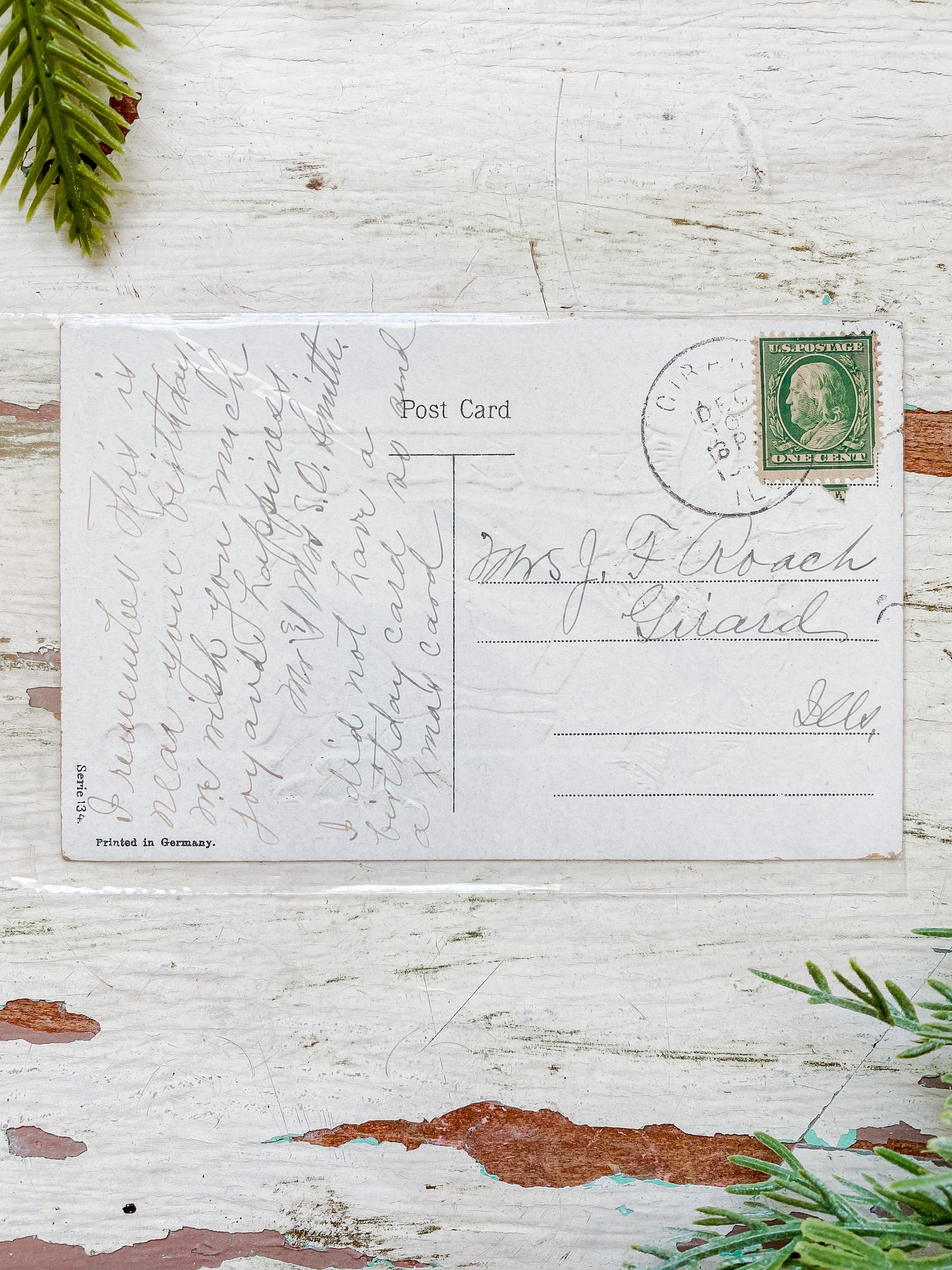 Set of 5 Antique Christmas Cards, Muted Neutrals Holiday Postcards