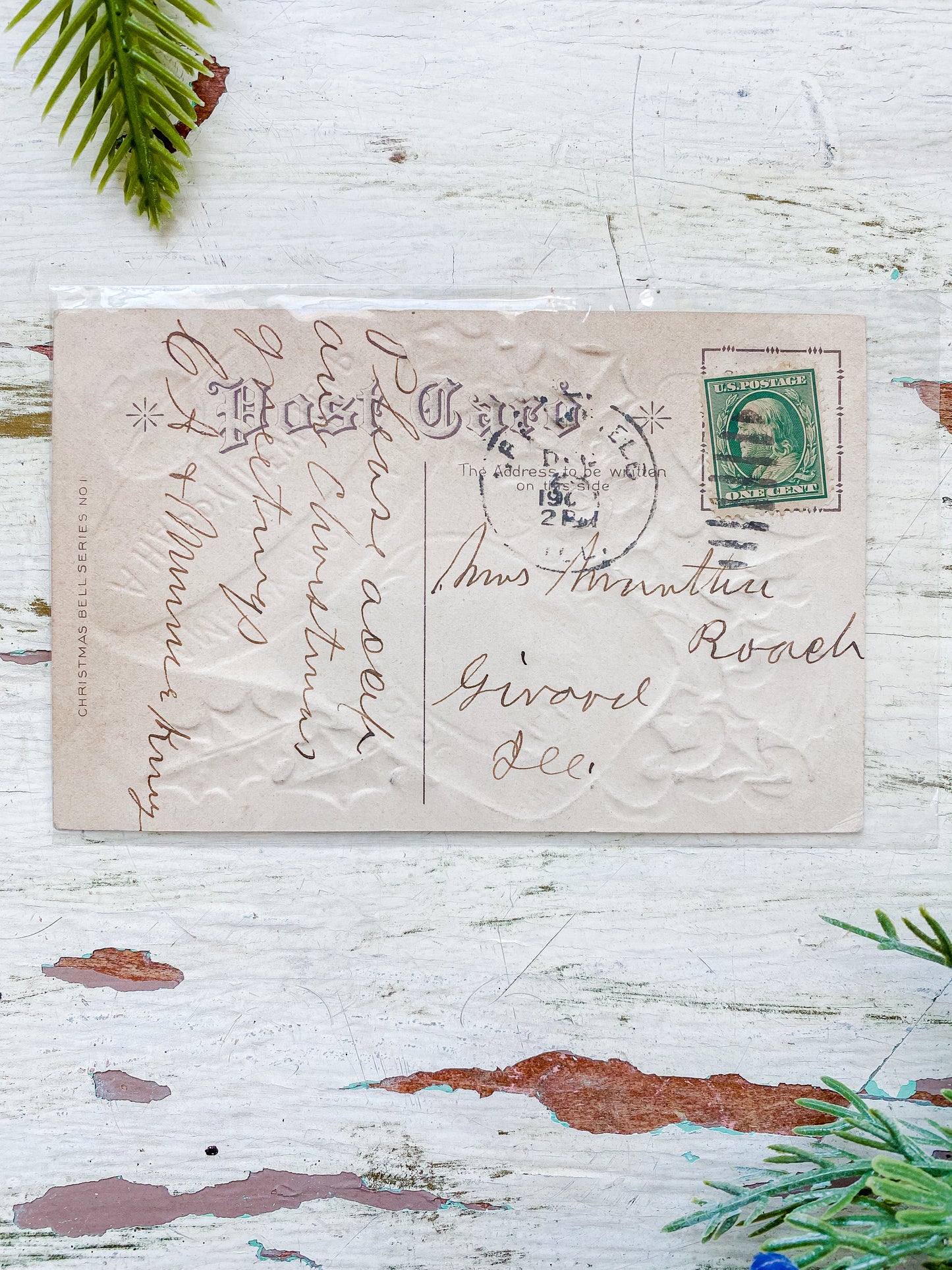 Set of 5 Antique Christmas Cards, Muted Neutrals Holiday Postcards