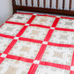 All Hands Round Vegetable Dyed Green and Turkey Red Quilt, c1880