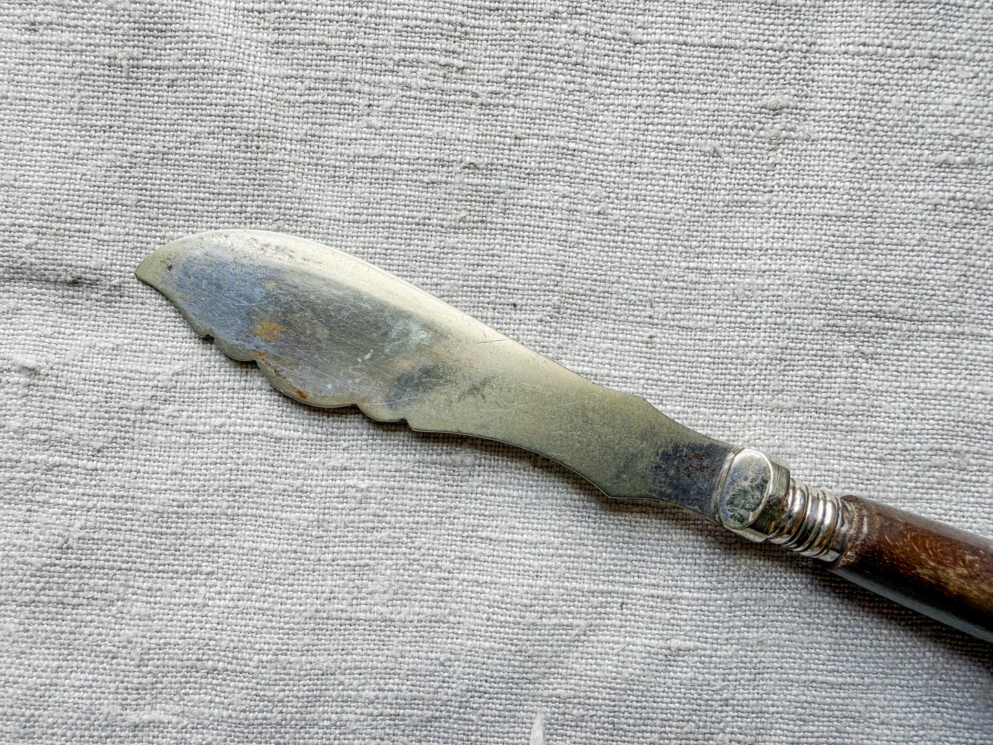 Midcentury Ornate Butter Knife with Carved Handle
