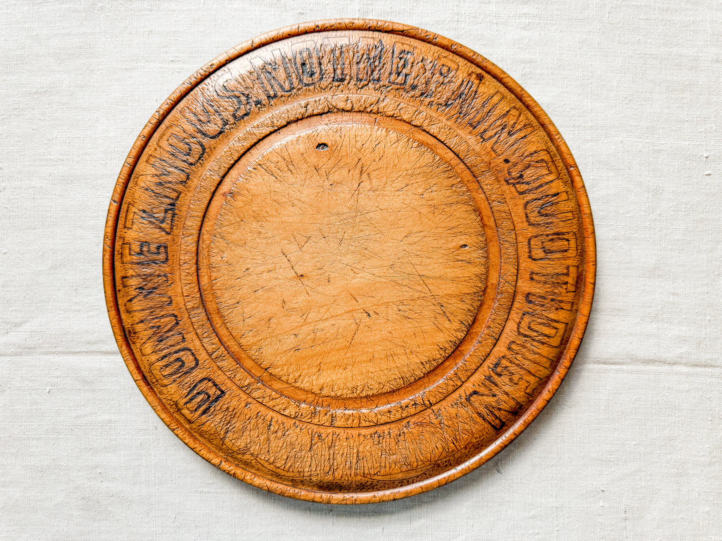 Midcentury French "Donnez Nous Notre Pain Quotidien" Carved Bread Board