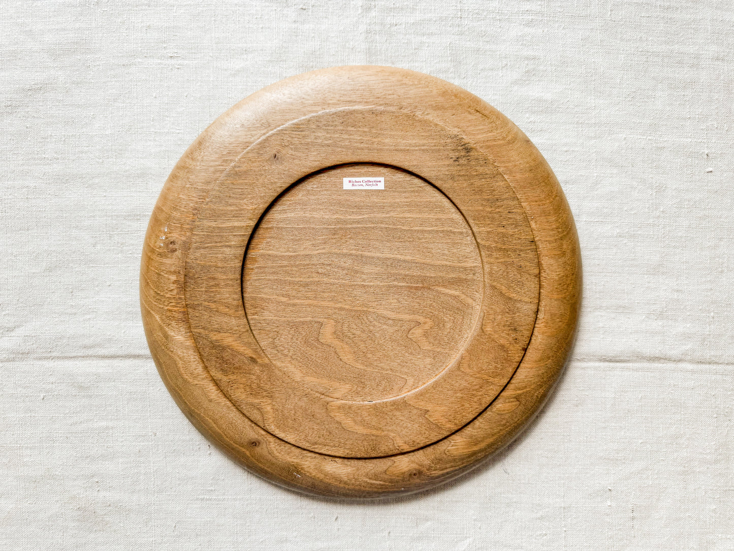 Treen Wood Bread Platter with Raised Edges, c1930