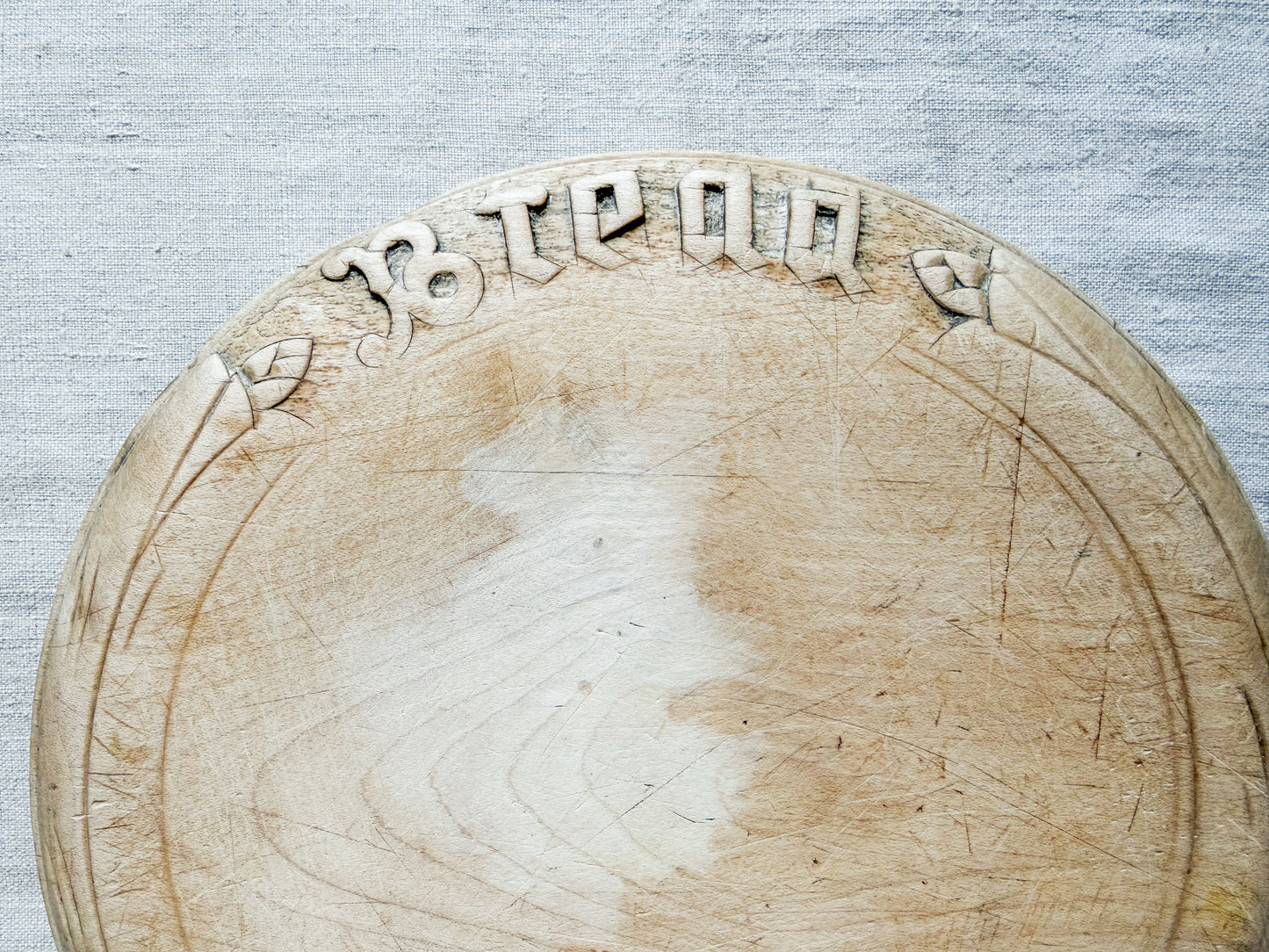 Carved "Bread" Board with Wheat & Florals, c1920