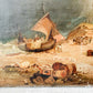 Antique Moody Coastal Scene with Fishing Boats, c1900