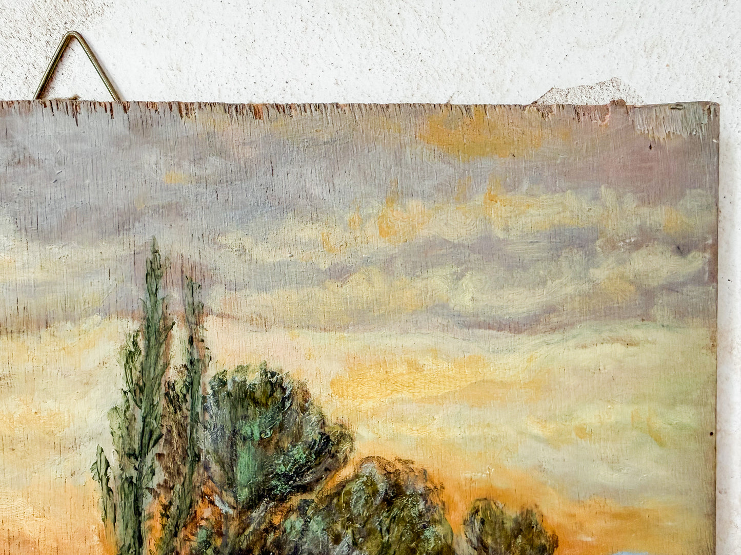 "Spring Mood in the Moor" German Painting on Wood Panel, Signed by R. Hober