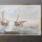 Antique 1877 Maritime Fishing Scene Watercolor Painting