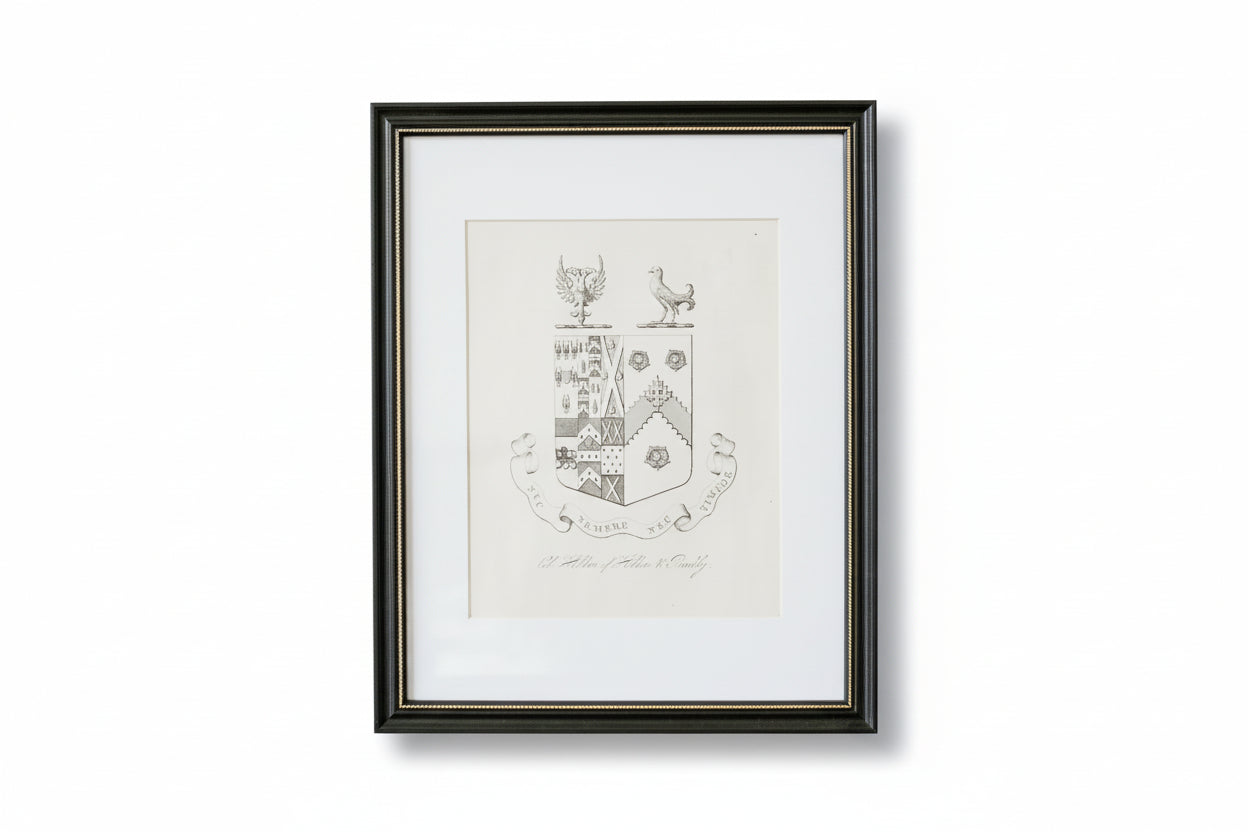 19th Century Coat of Arms of Holden, Reedly House, Lancashire | Contemporary Black and Gilt Frame