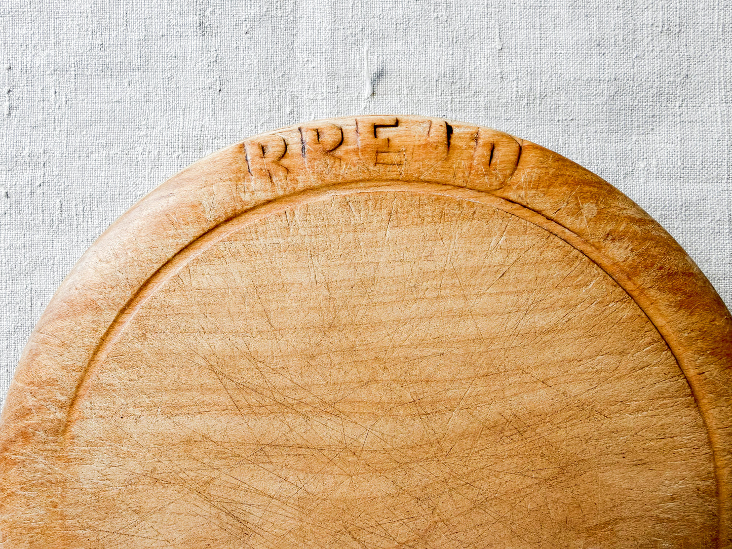 Vintage "Bread" Round Carved English Bread Board