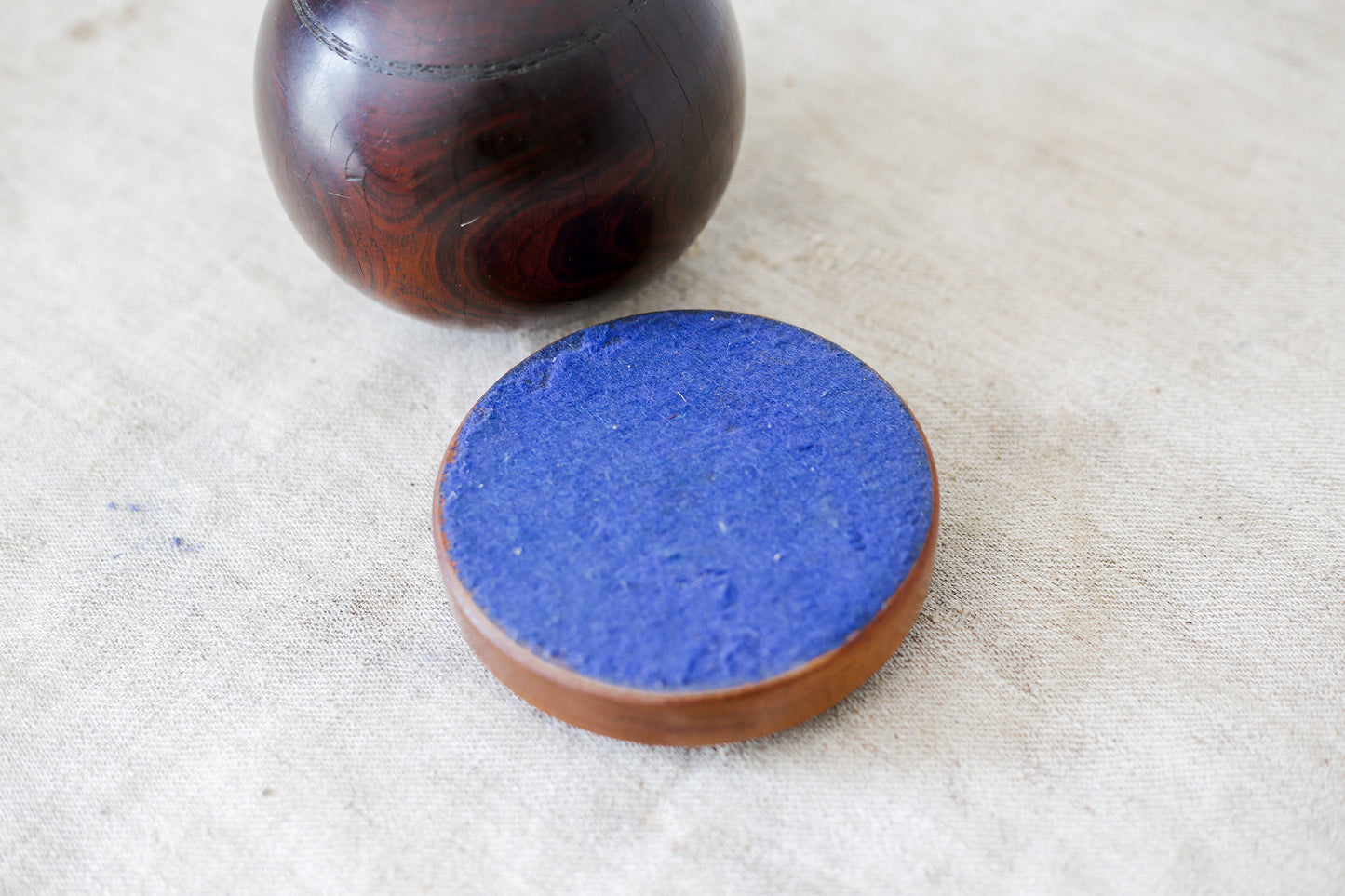 Edwardian Lignum Vitae Lawn Ball on Wooden Stand