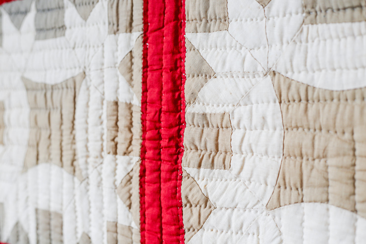 All Hands Round Vegetable Dyed Green and Turkey Red Quilt, c1880
