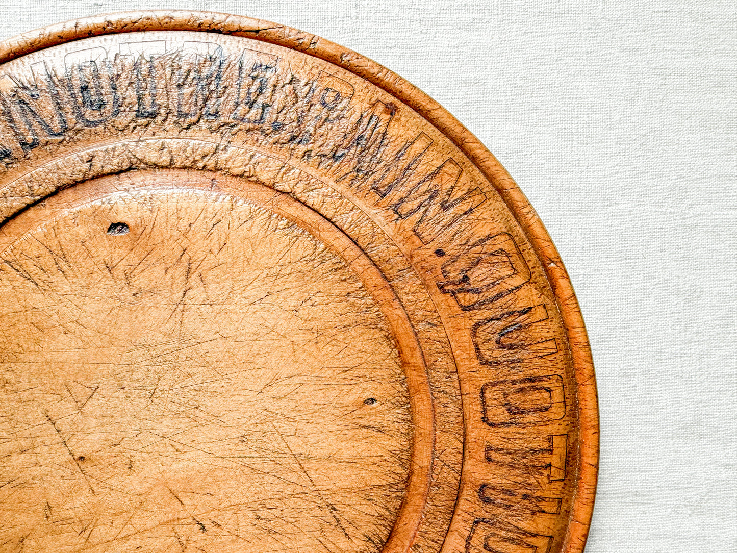 Midcentury French "Donnez Nous Notre Pain Quotidien" Carved Bread Board
