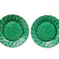 Set of 2 Antique Cabbage Leaf on Basket Greenware Majolica Plates by Edge Malkin & Co.