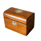 Antique Dome Top Walnut Tea Caddy with Brass Decoration, c1860