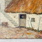 Unframed English Farmyard Scene with Woman Feeding Chickens, c1930