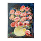 Unframed Impressionist Painting of Pink Flowers in Chartreuse Vase, Signed B. Maak