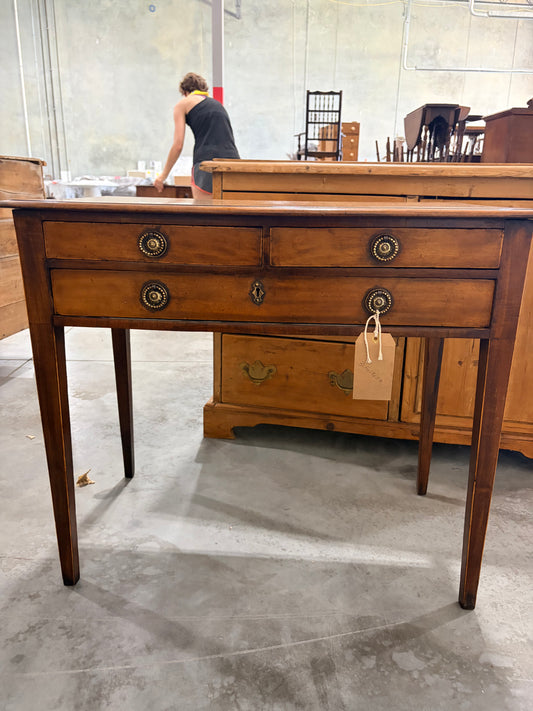 3 drawer Regency mahogany side table with banded top
