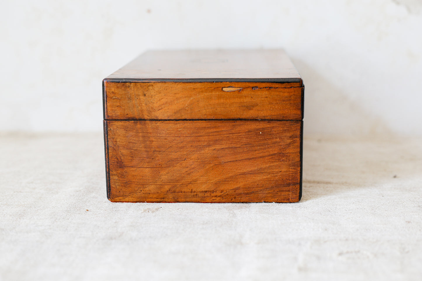Antique Small Parquetry Chevron Inlaid Tunbridge-Style Stationery Box, c. 1870