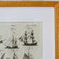 18th Century Copper Plate Engraving of Sailing Ships | Contemporary Textured Gilt Frame