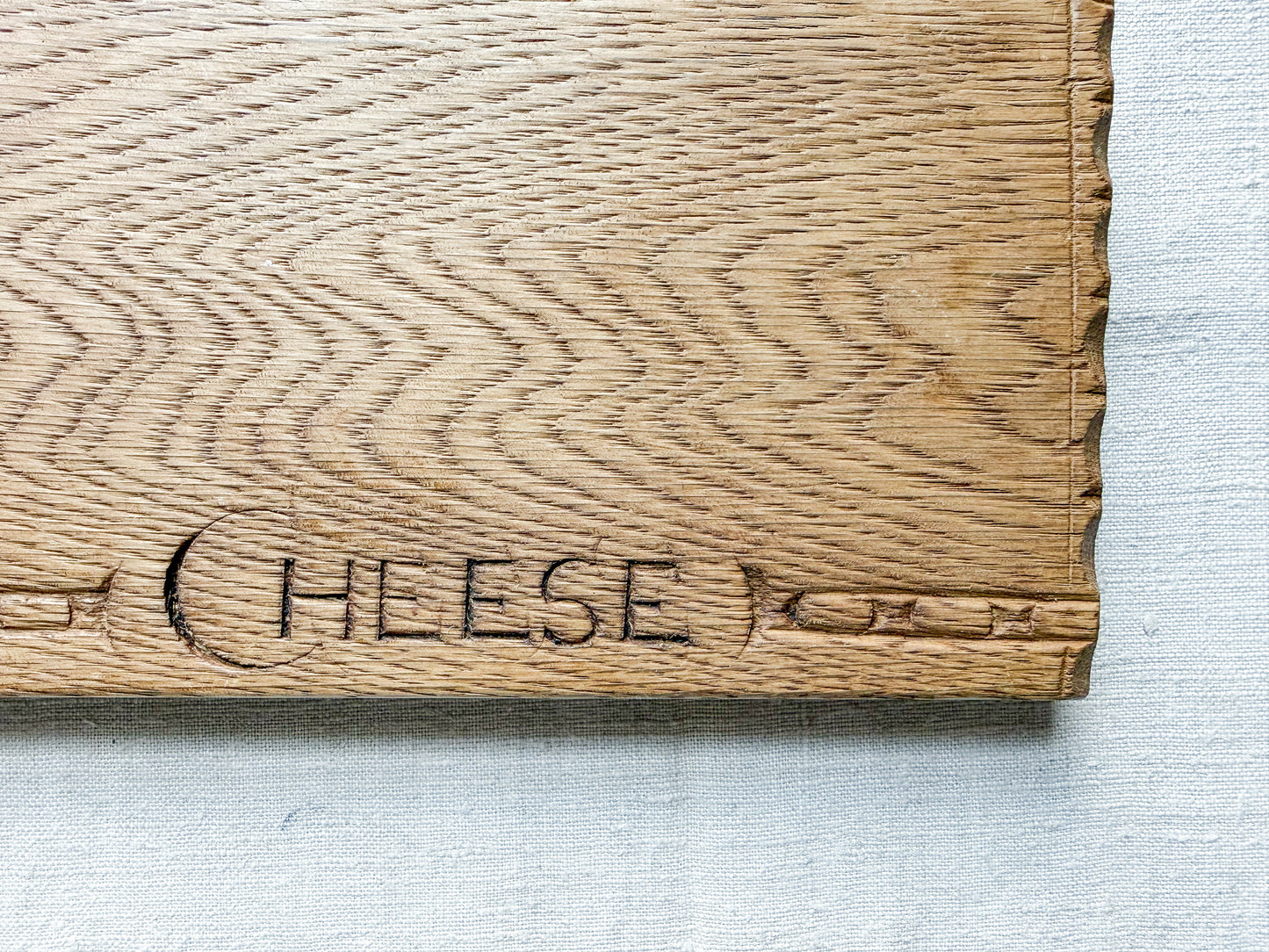 Vintage Carved Cheese Board with Fitted Knife by Bramhall Woodware
