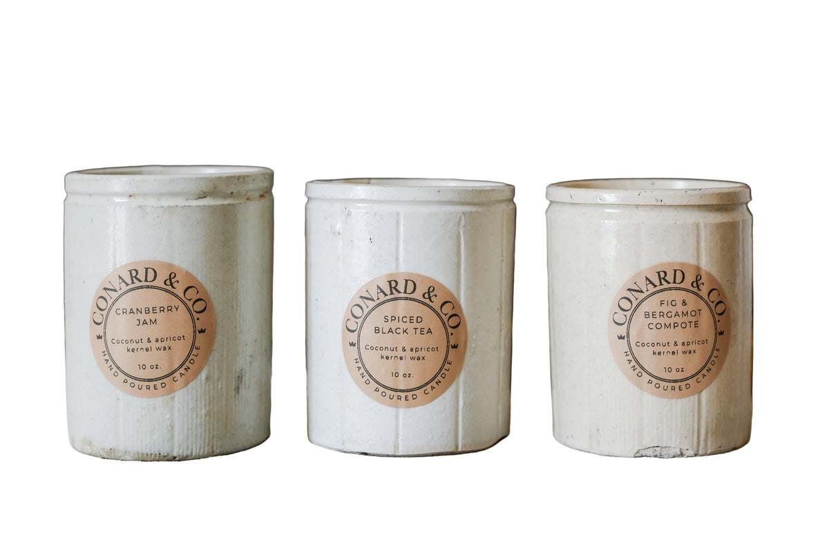 Antique English Stoneware Jar 10 oz. Candles
