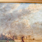 Antique Oil Painting of British Maritime Scene in Gilt Wood Frame, c1880