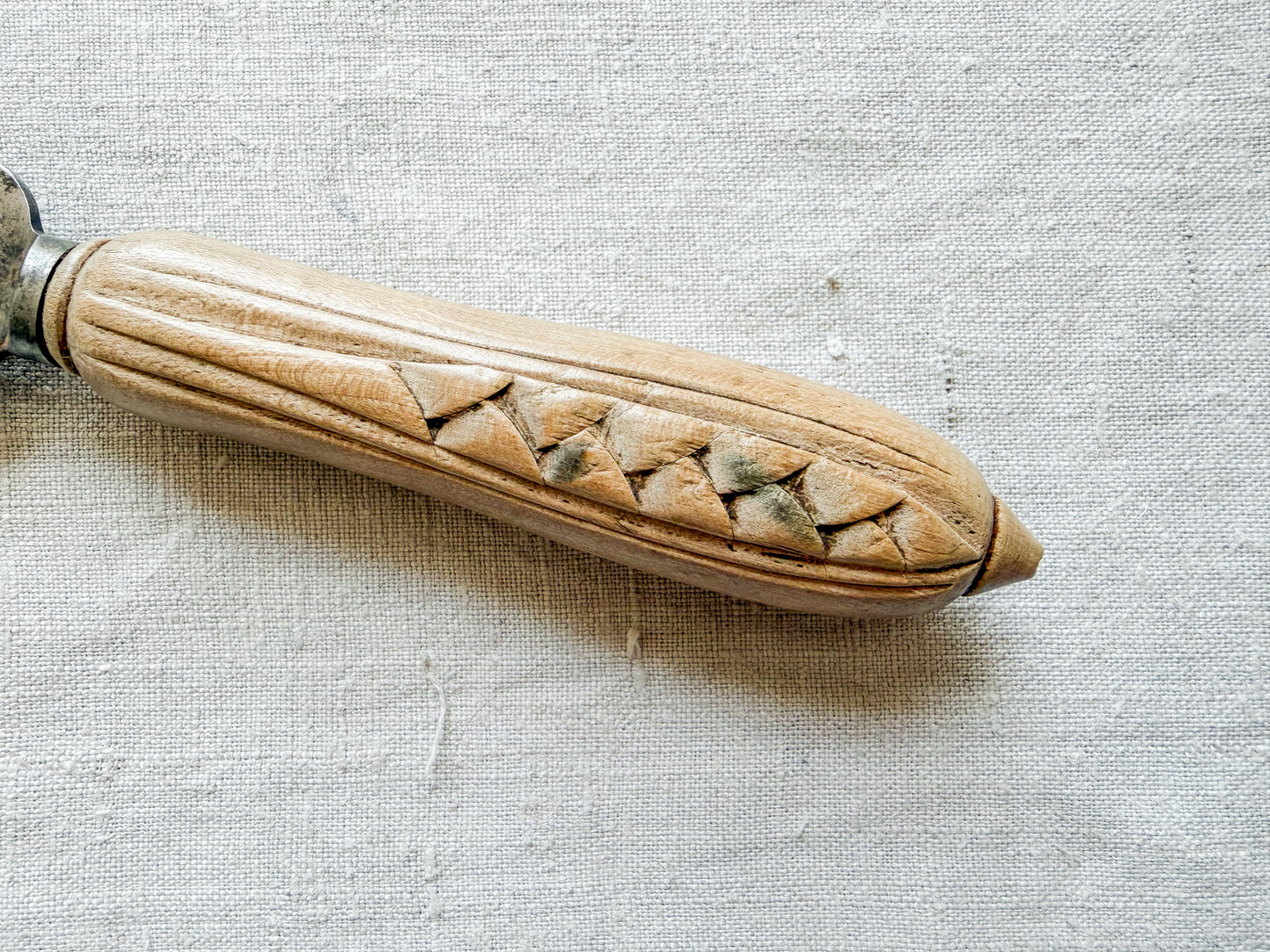 Wheat Carved Bread Knife with J. Ireland Blade, c1920