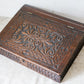 1892 Carved Wood Sloped Desk Box with "JM" Initials