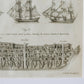 18th Century Copper Plate Engraving Cross-Section of Ship of War | Contemporary Textured Gilt Frame