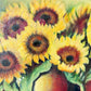 Unframed Oil Painting of Sunflowers in Vase, Signed B. Maak