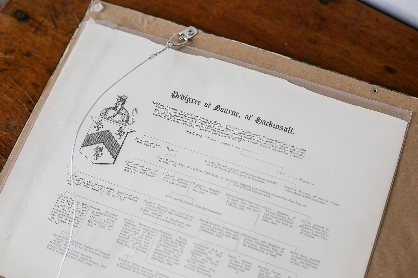 19th Century Coat of Arms of Bourne of Hackinsall | Contemporary Black and Gilt Frame