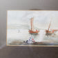 Antique 1877 Maritime Fishing Scene Watercolor Painting