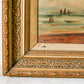 Antique British Coastal Scene Oil Painting in Gilt Wood Frame, c1900